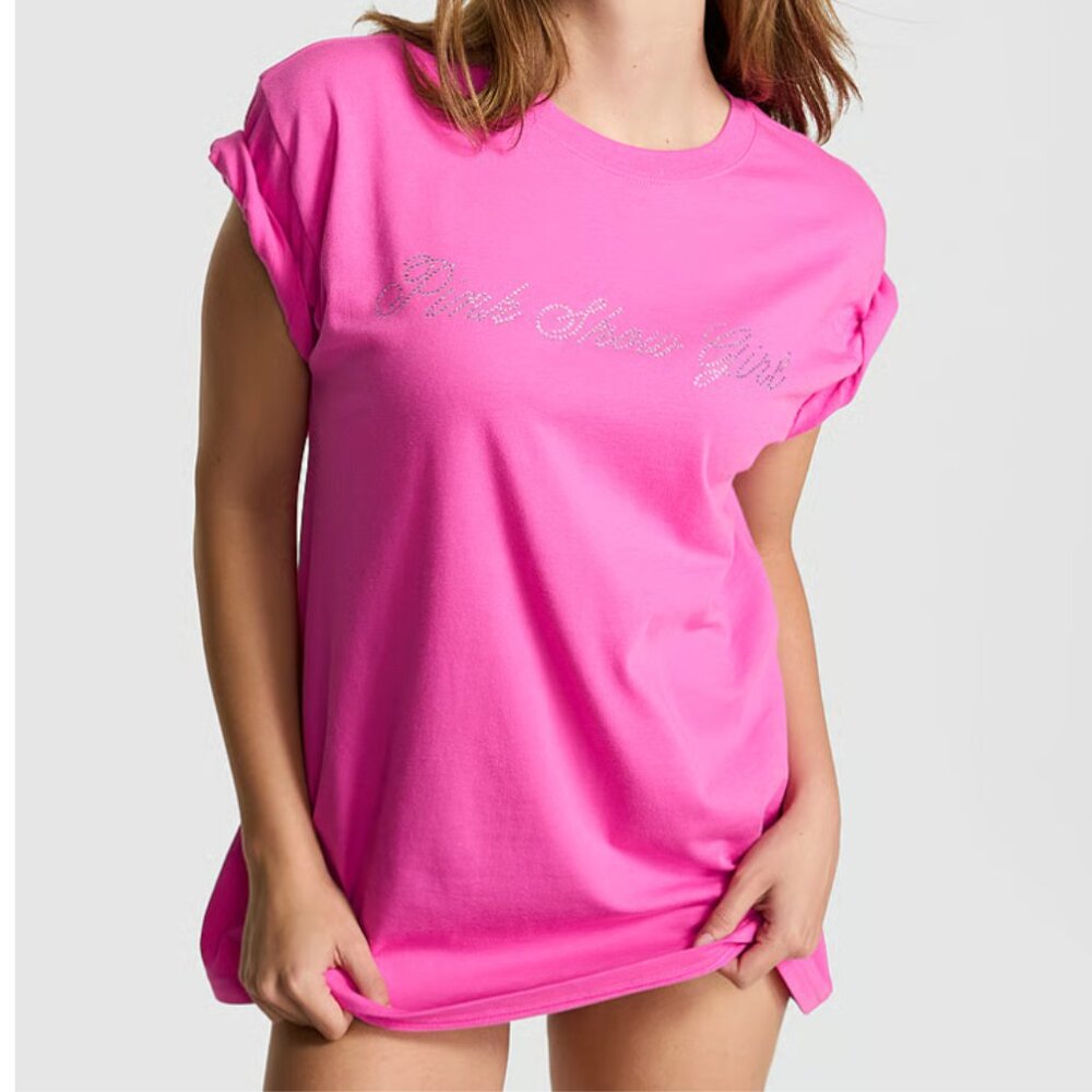 PINK Victoria's Secret VS Fashion Show Campus Cotton Rhinestone Tee XLarge - NWT